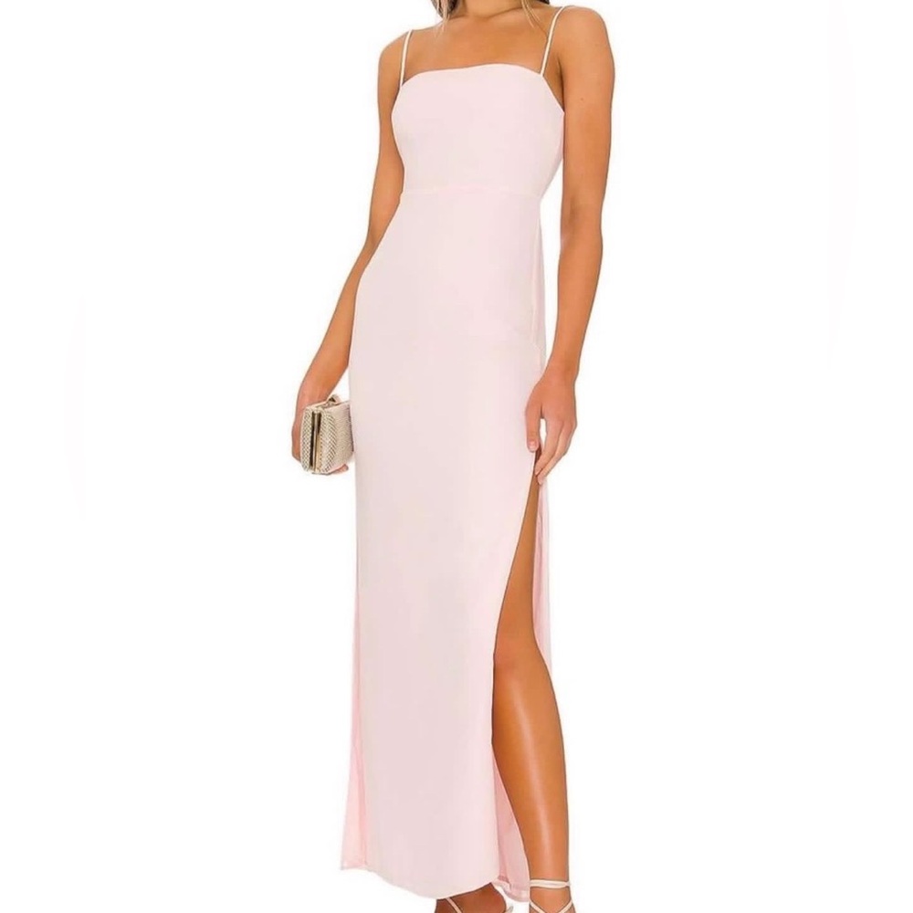 REVOLVE Pale Pink Halter Maxi Dress with Side Slit